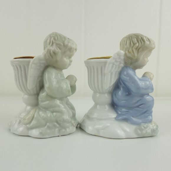 Angel Candleholders Kneeling Praying Set of 2 Vintage - Picture 3 of 8